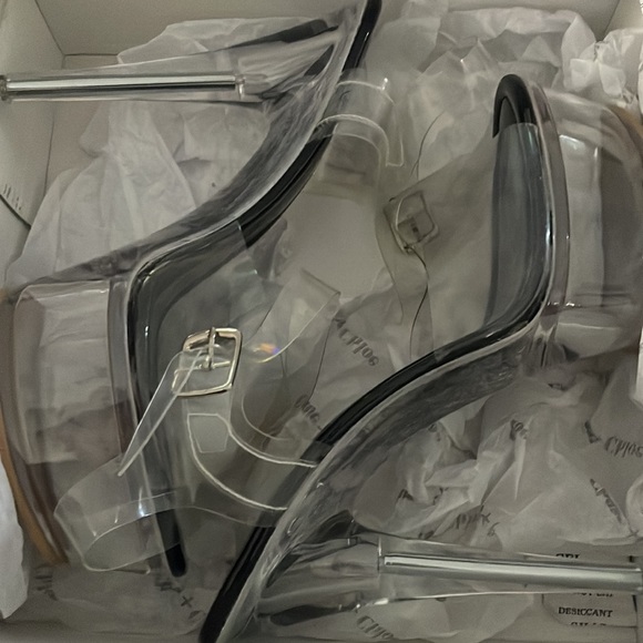 CHASE & CHLOE SERENITY-1 WOMEN'S CLEAR STILETTO HIGH HEEL PLATFORM pumps - Picture 8 of 12
